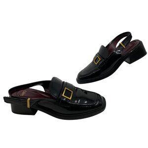 Franco Sarto Black Leather Loafer Flats | Women’s Size 9.5